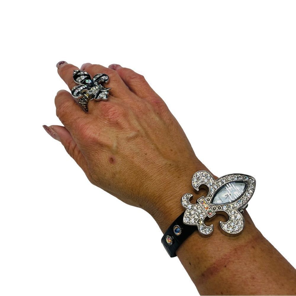 Geneva Fleur de Lis Watch & Ring Set